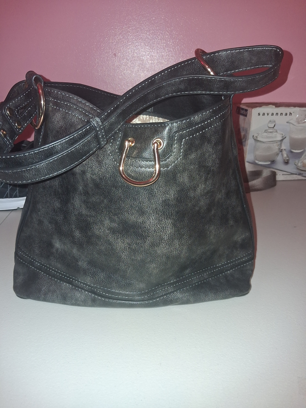 Classic Black Women's Shoulder Bag with Gold Hardware